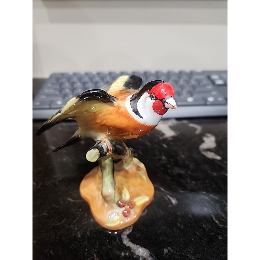 Royal Adderley Crown Staffordshire Porcelain Bird Goldfinch Marked 4"- Excellent